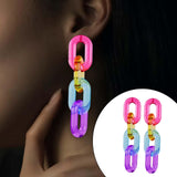 Maxbell Funky Rainbow Chain Dangle Earrings Candy Statement Jewelry for Women