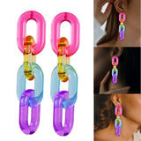 Maxbell Funky Rainbow Chain Dangle Earrings Candy Statement Jewelry for Women