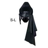 Maxbell Unisex Black Cape Cloak with Buckle Straps Halloween Garment Hooded Cape S