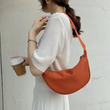 Maxbell Women Girls Dumpling Bun Work Purse Casual Nylon Shoulder Bag Orange