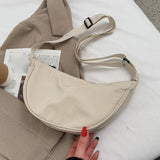 Maxbell Women Girls Dumpling Bun Work Purse Casual Nylon Shoulder Bag Beige