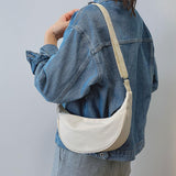 Maxbell Women Girls Dumpling Bun Work Purse Casual Nylon Shoulder Bag Beige