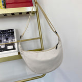 Maxbell Women Girls Dumpling Bun Work Purse Casual Nylon Shoulder Bag Beige