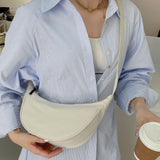 Maxbell Women Girls Dumpling Bun Work Purse Casual Nylon Shoulder Bag Beige