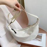 Maxbell Women Girls Dumpling Bun Work Purse Casual Nylon Shoulder Bag Beige