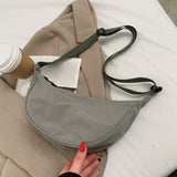 Maxbell Women Girls Dumpling Bun Work Purse Casual Nylon Shoulder Bag Grey Green