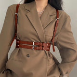 Maxbell Fashion Women Waist Belt Underbust Corset Steampunk Ladies Cincher Waistband Brown