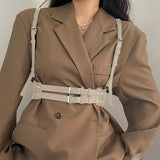 Maxbell Fashion Women Waist Belt Underbust Corset Steampunk Ladies Cincher Waistband Beige