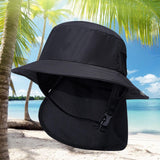 Maxbell Surf Bucket Hat with Chin Straps Fisherman for Tourism Water Sports Black