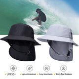 Maxbell Surf Bucket Hat with Chin Straps Fisherman for Tourism Water Sports Black