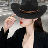 Maxbell Women Hats Retro Cowboy Hat for Horseback Riding Party Sun Protection Decor Black