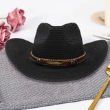 Maxbell Women Hats Retro Cowboy Hat for Horseback Riding Party Sun Protection Decor Black