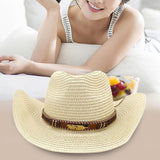 Maxbell Women Hats Retro Cowboy Hat for Horseback Riding Party Sun Protection Decor Beige