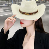 Maxbell Women Hats Retro Cowboy Hat for Horseback Riding Party Sun Protection Decor Milky