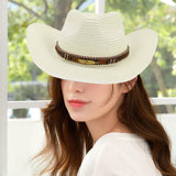 Maxbell Women Hats Retro Cowboy Hat for Horseback Riding Party Sun Protection Decor Milky