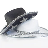 Maxbell Novelty Cowboy hat Hats Sequin Star Western Ladies Holiday White