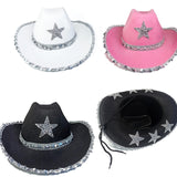 Maxbell Novelty Cowboy hat Hats Sequin Star Western Ladies Holiday White