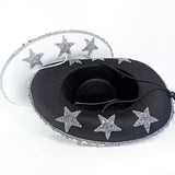 Maxbell Novelty Cowboy hat Hats Sequin Star Western Ladies Holiday White