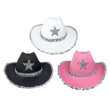 Maxbell Novelty Cowboy hat Hats Sequin Star Western Ladies Holiday White