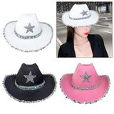 Maxbell Novelty Cowboy hat Hats Sequin Star Western Ladies Holiday White