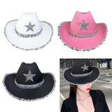 Maxbell Novelty Cowboy hat Hats Sequin Star Western Ladies Holiday White