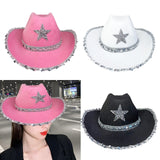 Maxbell Novelty Cowboy hat Hats Sequin Star Western Ladies Holiday White