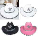 Maxbell Novelty Cowboy hat Hats Sequin Star Western Ladies Holiday White