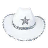 Maxbell Novelty Cowboy hat Hats Sequin Star Western Ladies Holiday White