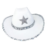 Maxbell Novelty Cowboy hat Hats Sequin Star Western Ladies Holiday White