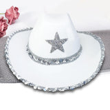 Maxbell Novelty Cowboy hat Hats Sequin Star Western Ladies Holiday White