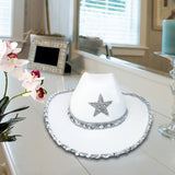 Maxbell Novelty Cowboy hat Hats Sequin Star Western Ladies Holiday White