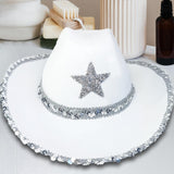 Maxbell Novelty Cowboy hat Hats Sequin Star Western Ladies Holiday White