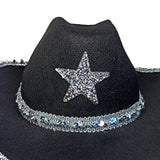 Maxbell Novelty Cowboy hat Hats Sequin Star Western Ladies Holiday Black