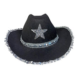 Maxbell Novelty Cowboy hat Hats Sequin Star Western Ladies Holiday Black