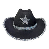 Maxbell Novelty Cowboy hat Hats Sequin Star Western Ladies Holiday Black