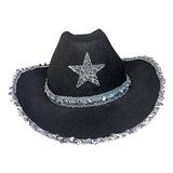 Maxbell Novelty Cowboy hat Hats Sequin Star Western Ladies Holiday Black