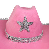 Maxbell Novelty Cowboy hat Hats Sequin Star Western Ladies Holiday Pink