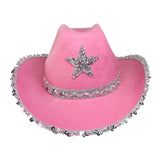 Maxbell Novelty Cowboy hat Hats Sequin Star Western Ladies Holiday Pink