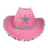 Maxbell Novelty Cowboy hat Hats Sequin Star Western Ladies Holiday Pink