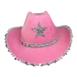 Maxbell Novelty Cowboy hat Hats Sequin Star Western Ladies Holiday Pink