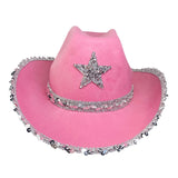 Maxbell Novelty Cowboy hat Hats Sequin Star Western Ladies Holiday Pink