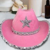 Maxbell Novelty Cowboy hat Hats Sequin Star Western Ladies Holiday Pink