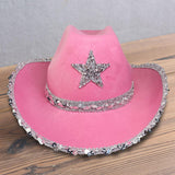 Maxbell Novelty Cowboy hat Hats Sequin Star Western Ladies Holiday Pink