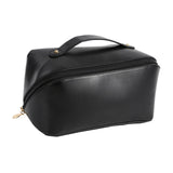 Maxbell Portable Travel Toiletry Bag PU Leather Handbag Waterproof Women Girls black