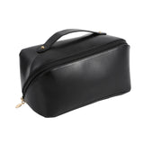 Maxbell Portable Travel Toiletry Bag PU Leather Handbag Waterproof Women Girls black