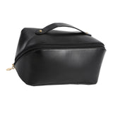 Maxbell Portable Travel Toiletry Bag PU Leather Handbag Waterproof Women Girls black