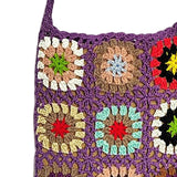 Maxbell Hand Crocheted Shoulder Bag Woven Tassel Bohemian for Beach Summer Purple