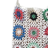 Maxbell Hand Crocheted Shoulder Bag Woven Tassel Bohemian for Beach Summer White