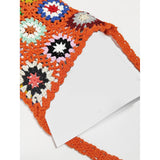 Maxbell Hand Crocheted Shoulder Bag Woven Tassel Bohemian for Beach Summer Orange