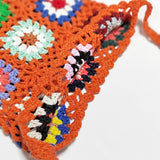 Maxbell Hand Crocheted Shoulder Bag Woven Tassel Bohemian for Beach Summer Orange